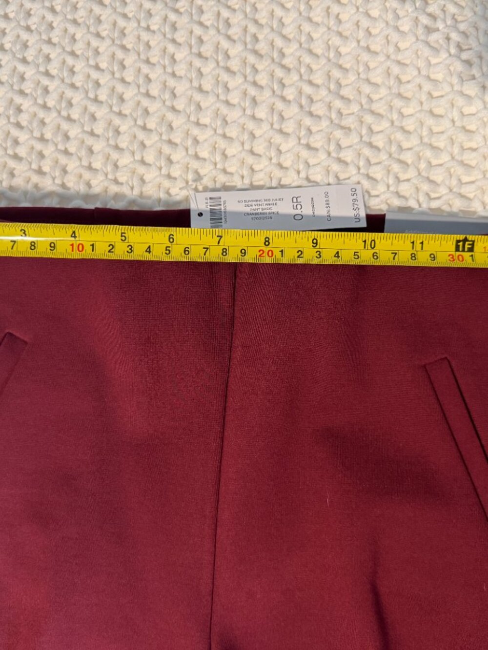 Chico's Pants Womens Size 6 - So Slimming Skinny Pleated Leg Pockets Red NWT - Picture 10 of 12